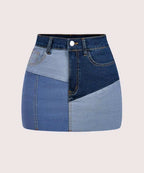 MINI JUPE DENIM  PATCHWORK AMADELEINA