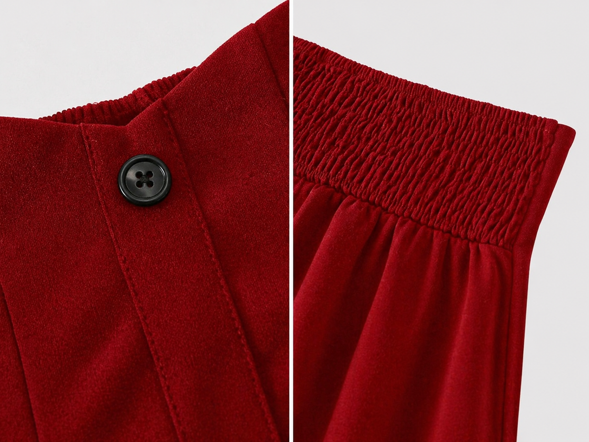 JUPE ROUGE  ÉVASÉE LONGUEUR MI-CUISSES TAILLE HAUTE