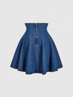MINI JUPE DENIM BLEU ÉVASÉE