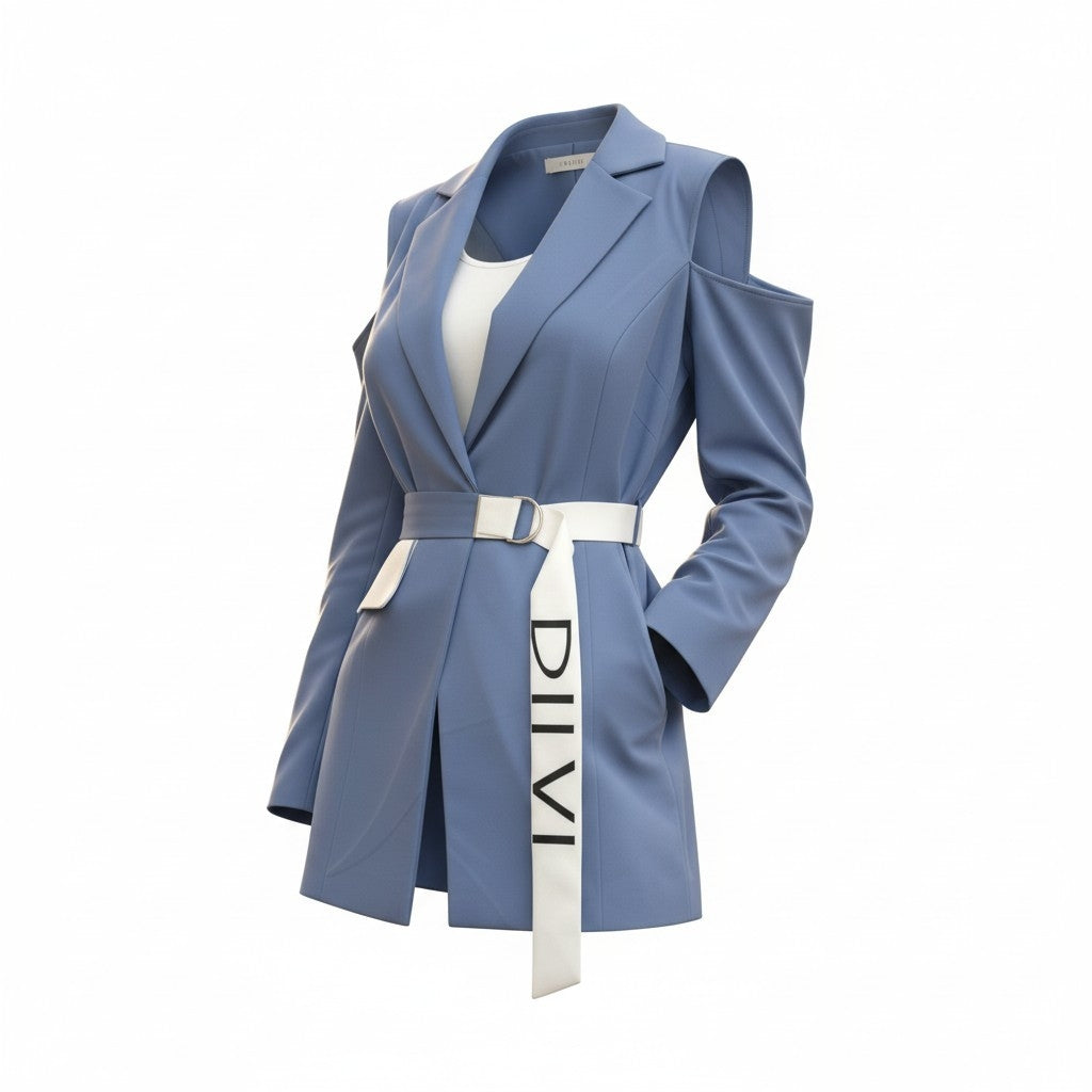 BLAZER GRAPH MANCHES LONGUES  BLEU GRIS AMADELEINA