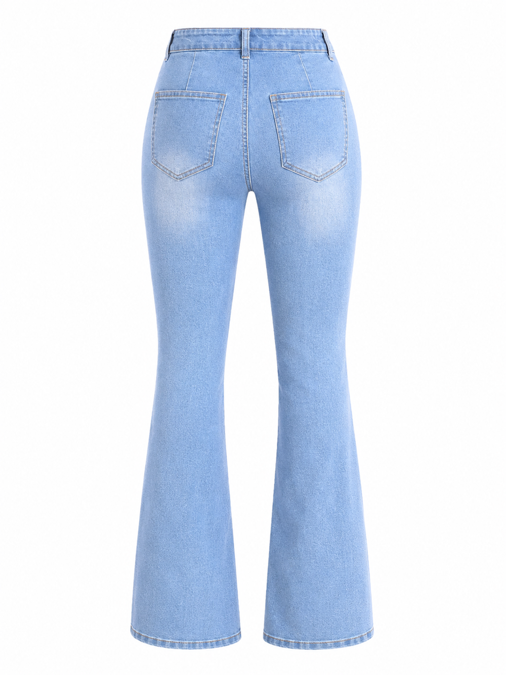 PANTALON JEANS BLEU CLAIR TAILLE DÉCOUPÉ - AMADELEINA