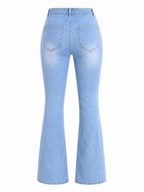 PANTALON JEANS BLEU CLAIR TAILLE DÉCOUPÉ - AMADELEINA