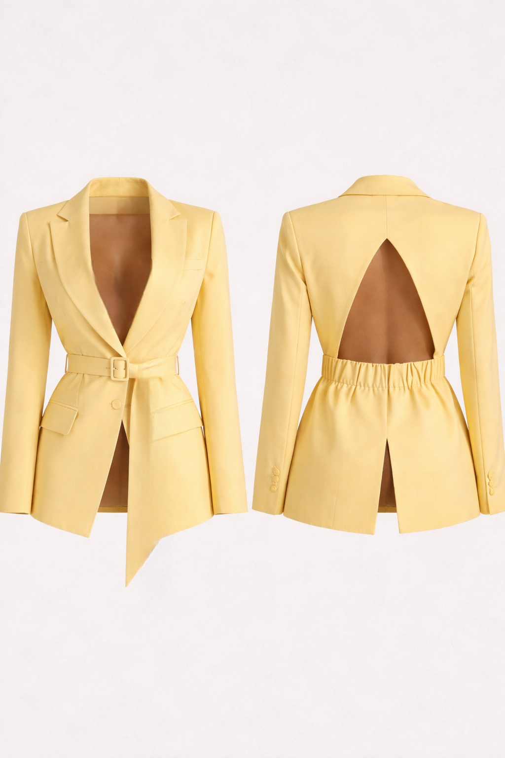 BLAZER FEMME CEINTURÉ - DOS OUVERT - AMADELEINA