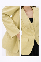 Blazer femme longues manches Jaune Pastel lumière Dorée