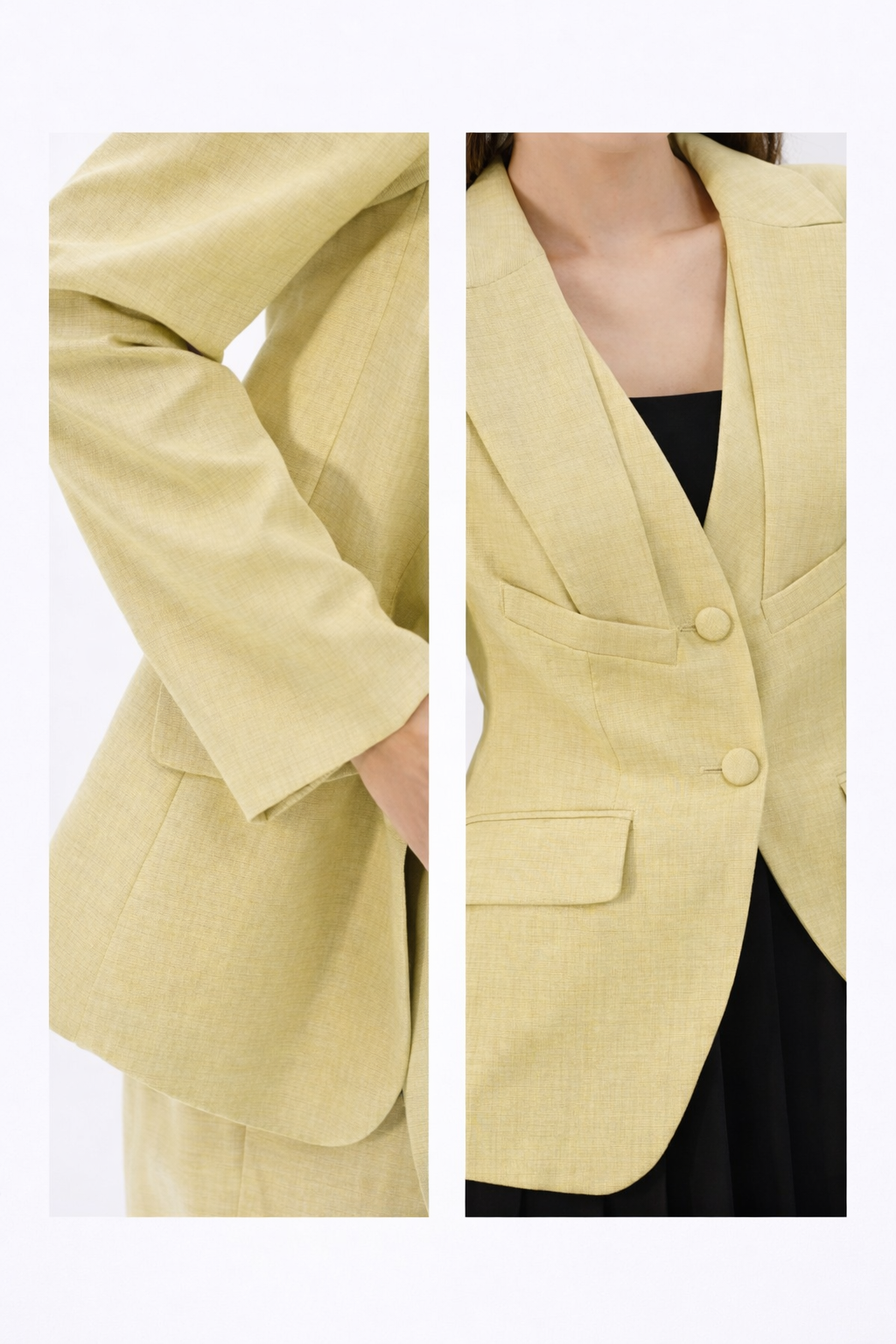 Blazer femme longues manches Jaune Pastel lumière Dorée