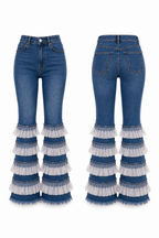 PANTALON JEANS BLEU VOLANTS  AMADELEINA