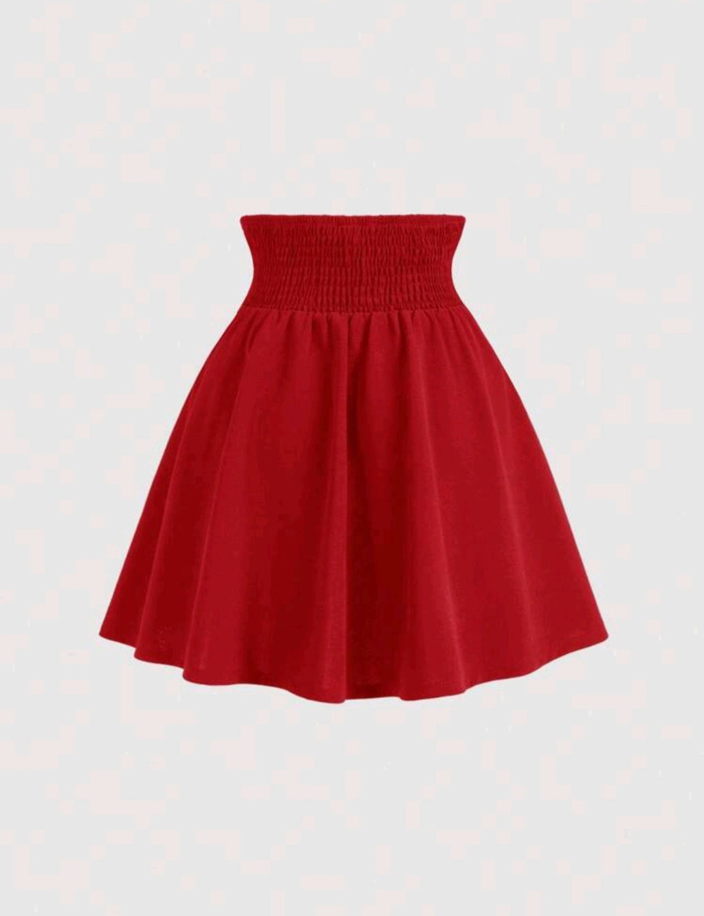 JUPE ROUGE  ÉVASÉE LONGUEUR MI-CUISSES TAILLE HAUTE