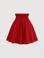 JUPE ROUGE  ÉVASÉE LONGUEUR MI-CUISSES TAILLE HAUTE