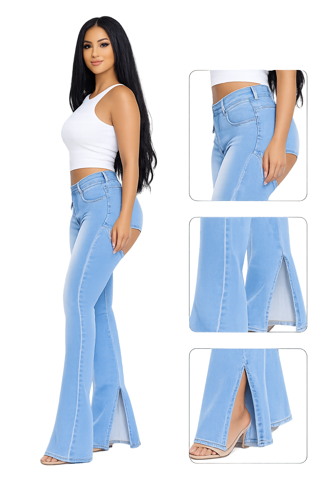 JEANS BLEU OPEN BACK AMADELEINA