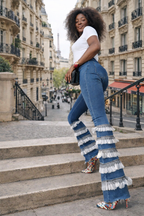PANTALON JEANS BLEU VOLANTS  AMADELEINA